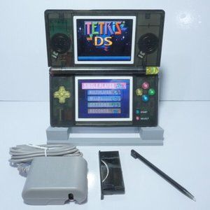 Nintendo DS Lite Transparent Clear Black Handheld System with Charger & Stylus
